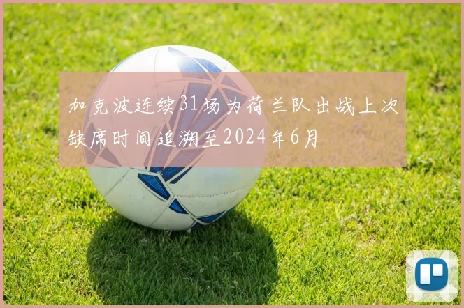 加克波连续31场为荷兰队出战上次缺席时间追溯至2024年6月